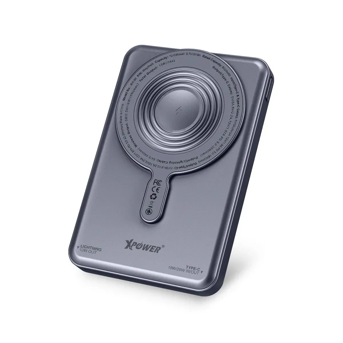 XPower MagSwift 7in1 10000mAh Wireless Power Bank - Grey - Tashqila XPower MagSwift 7in1 10000mAh Wireless Power Bank - Grey - Tashqila
